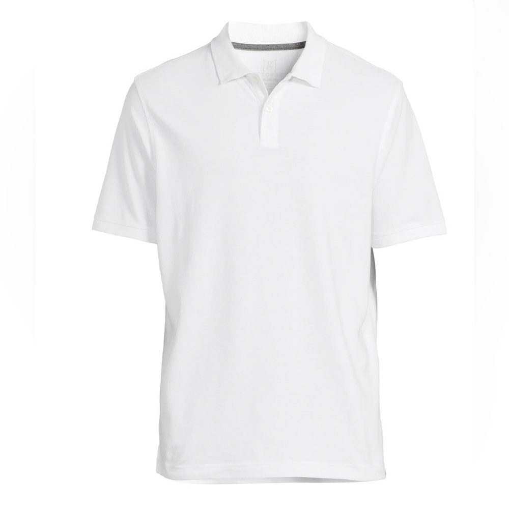 NWT George Men's Pique Polo Shirt with Short Sleeves, Size XL (46-48) White
